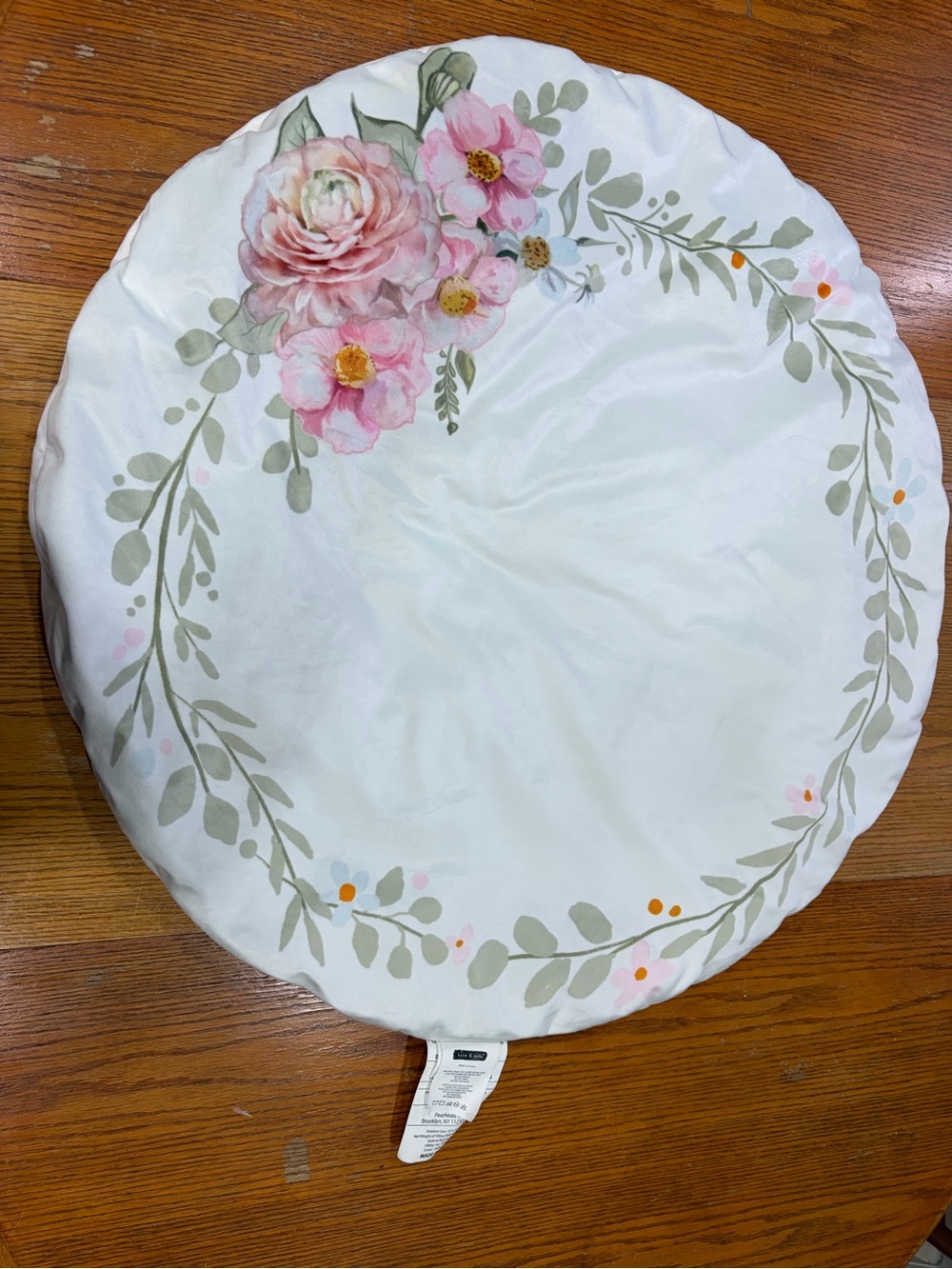 Round tummy time playmat pink floral NWOT